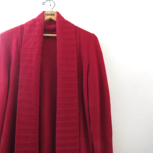 Snapdragon Pure Cashmere Red Ribbed Sweater Coat - Picture 4 of 5